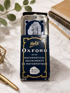 Vintage 1990s Helix Oxford Mathematical Instruments Set Complete Tin Case Box